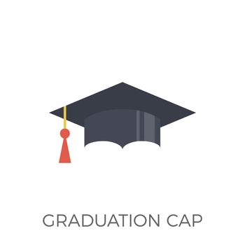 Graduation Cap Icon Vector. Isolated on White Background. Trendy Flat Style.
