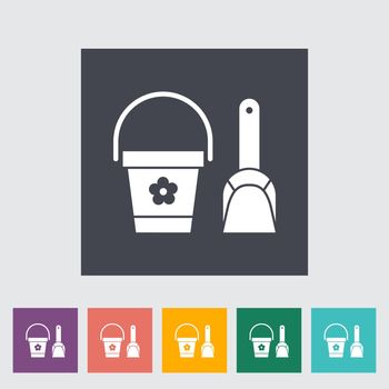 Pail and shovel icon. Flat vector related icon for web and mobile applications. It can be used as - logo, pictogram, icon, infographic element. Vector Illustration.