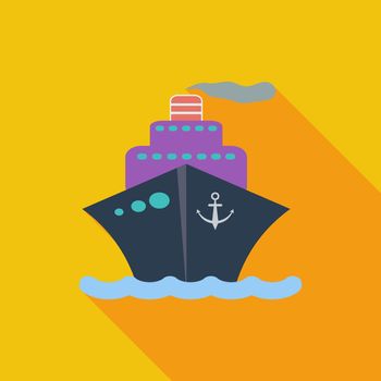 Ship icon. Flat vector related icon with long shadow for web and mobile applications. It can be used as - logo, pictogram, icon, infographic element. Vector Illustration.