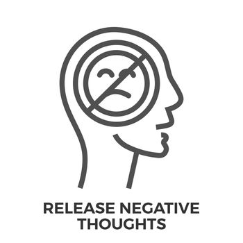 Release Negative Thoughts Thin Line Vector Icon Isolated on the White Background.