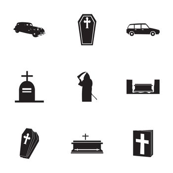 Vector funeral icons set on white background