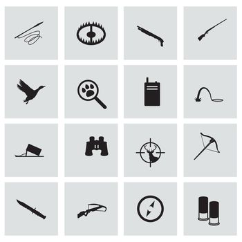 Vector hunting icon set on grey background