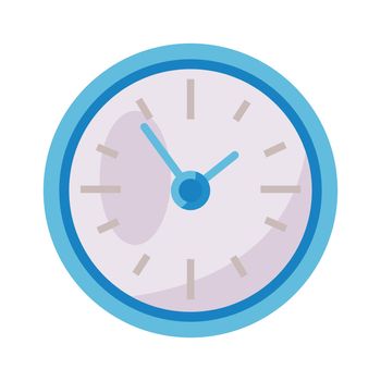 Clock semi flat color vector object. Full sized item on white. Device for measuring time. MInutes and hours. Mechanism simple cartoon style illustration for web graphic design and animation
