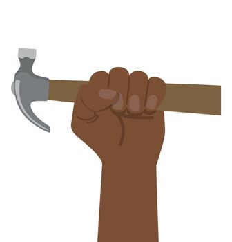 Hand hold hammer concept Labour Day Poster vector