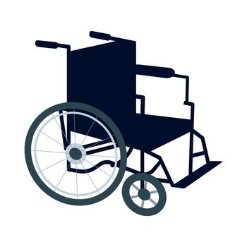 Wheelchair semi flat color vector object. Full sized item on white. Mobility for disabled people. Supporting device simple cartoon style illustration for web graphic design and animation