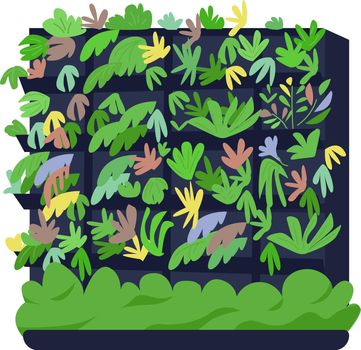 Wall decorated with flowers semi flat color vector object. Full sized item on white. Flowers in blossom. Urban gardening simple cartoon style illustration for web graphic design and animation