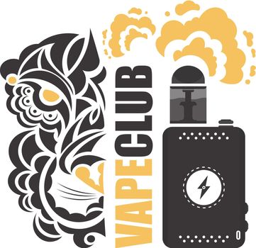 Vape club typography template. For posters, it prints advertisements for T-shirt designs. Ethnic elements. Vector illustration.