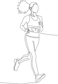 Continuous one line drawing of person running during sport marathon or sprint game. Champion player doing jogging exercise vector minimalism. Vector illustration