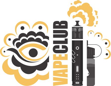 Vape club typography template. For shops, posters prints advertisements for T-shirt design. Ethnic elements. Vector illustration.