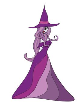 beautiful doodle witch