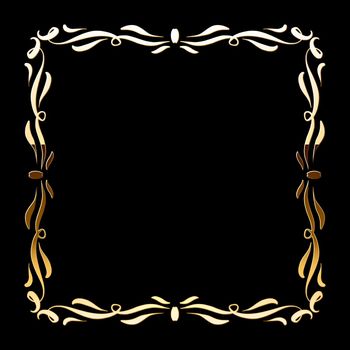 Vector luxury golden frame. Ornamental shiny gold decorative design element. Vector illustration
