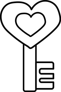 simple vector illustration of the outline of the key of the heart