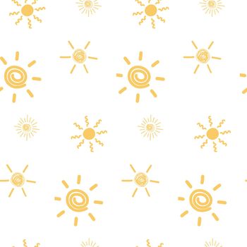 Orange sun with rays vector drawing set with different design elements. Solar star with sunbeams summer painting collection