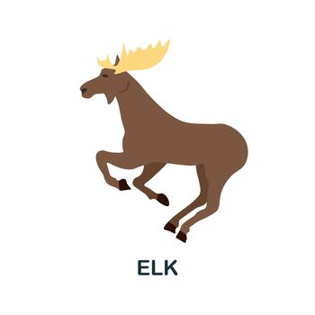 Elk flat icon. Simple colors elements from christmas collection. Flat Elk icon for graphics, wed design and more.
