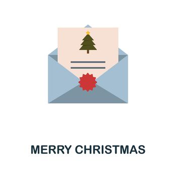 Merry Christmas flat icon. Simple colors elements from christmas collection. Flat Merry Christmas icon for graphics, wed design and more.