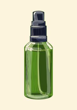 Medicinal green glass sprayer, hand drawn sketch art