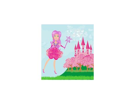 Fairy flying above castle