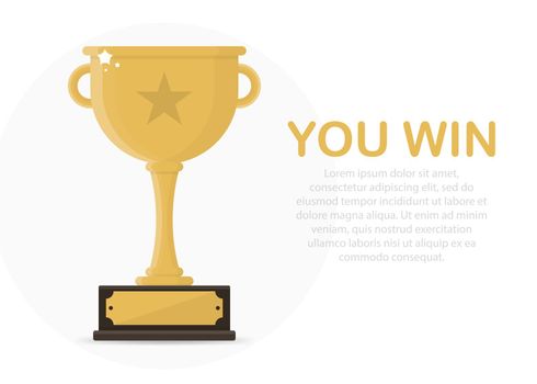 Winner success award web banner or competition achievement cup win background