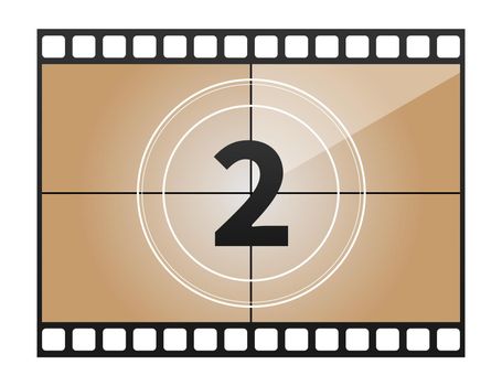 A classic movie countdown frame at the number Two. Vector illustration