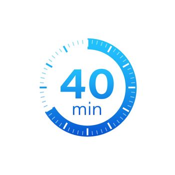 The 40 minutes, stopwatch vector icon. Stopwatch icon in flat style on a white background. Vector stock illustration