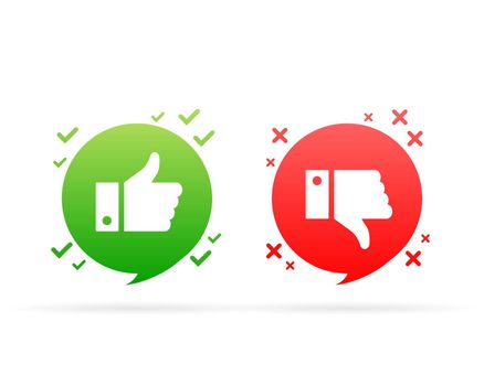 Yes and No check marks icon on white background. Flat simple style trend modern red and green checkmark