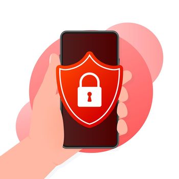 Smartphone unlocked and password notification vector. Mobile phone security