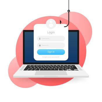 Phishing scam, hacker attack. Computer hack concept. Cyber security concept. Message icon.