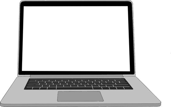 Realistic laptop incline 90 degree isolated on white background. computer notebook with empty screen. blank copy space on modern mobile computer. Vector illustration