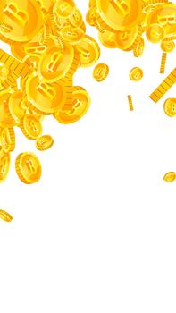 Thai baht coins falling. Neat scattered THB coins. Thailand money. Vibrant jackpot, wealth or success concept. Vector illustration.