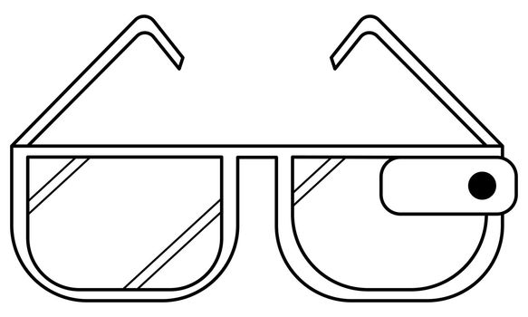 Hand drawn smart glasses. Device showing information in addition to what is visible. Doodle sketch Vector illustration