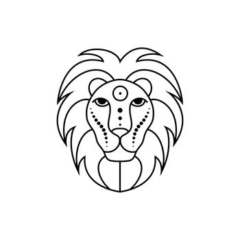 Leo zodiac sign in line art style on white background.