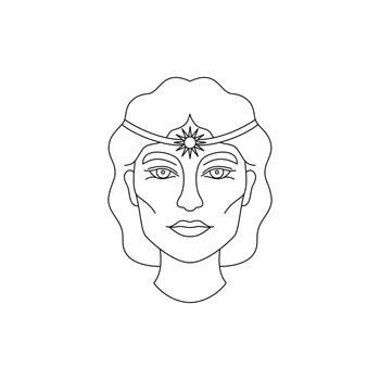 Greek god Apollo on white background. Icon in line art style.