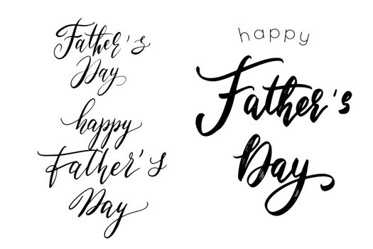 Happy Fathers Day Hand Drawn Lettering. Best Dad Ever Typographic Greeting Card Template. Handwritten Brush Calligraphy. Vector illustration