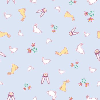 Bunnies and flowers repeat pattern design