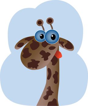 simple vector flat illustration of a cartoon giraffe isolated on a white background