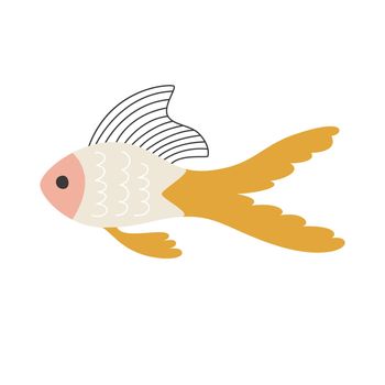 Cute simple flat fish isolated. Vector illustration of an animal in ocean life