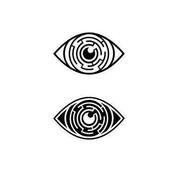 A vector Illustration of Circle Labyrinth Eye Vector Sign