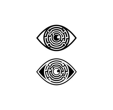 A Vector Illustration of Circle Labyrinth Eye Vector Sign