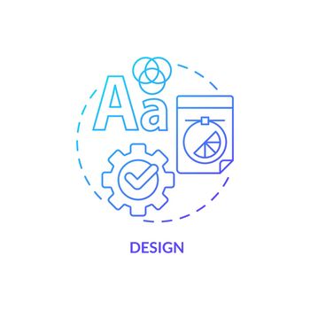 Design blue gradient concept icon. Personal development abstract idea thin line illustration. Visual content. Graphic designer skills. Isolated outline drawing. Myriad Pro-Bold font used