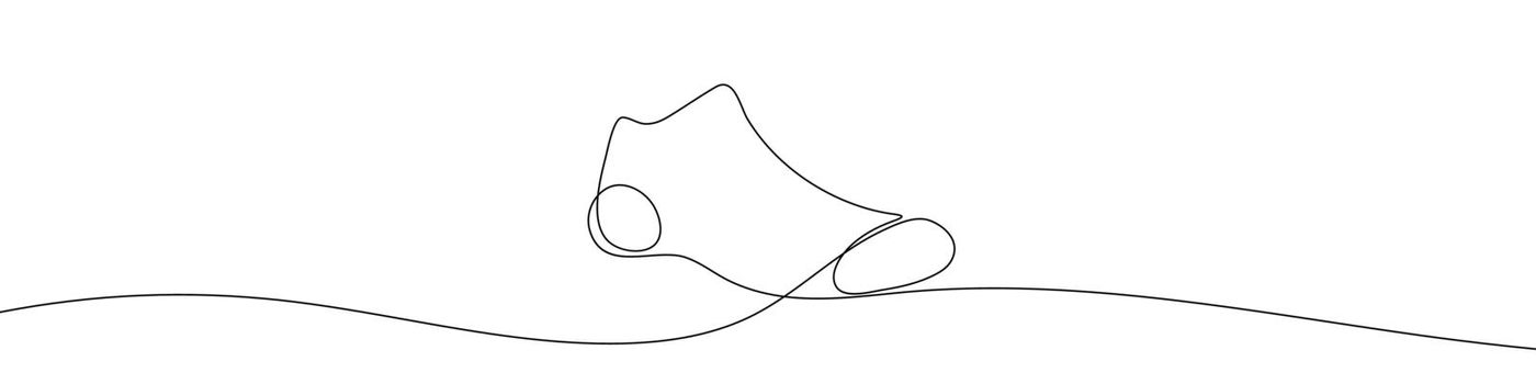 Continuous line drawing of socks. Socks one line icon. One line drawing background. Vector illustration. Socks black icon