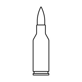 Bullet icon. Cartridge icon in linear design. Military ammunition. Bullet or patron silhouette. Vector illustration.
