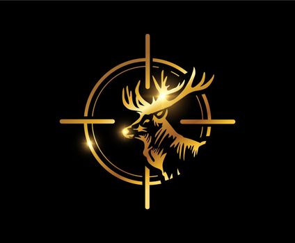 A vector illustration of Gold Elk Hunter Logo Sign