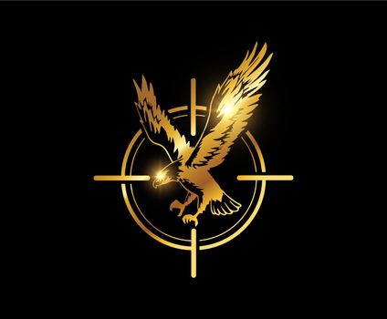 A vector illustration of Golden Flying eagle Logo Sign