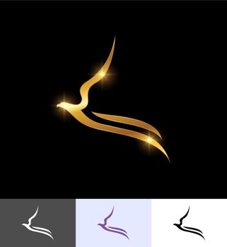 A vector illustration set of Golden Eagle Bird Logo Sign