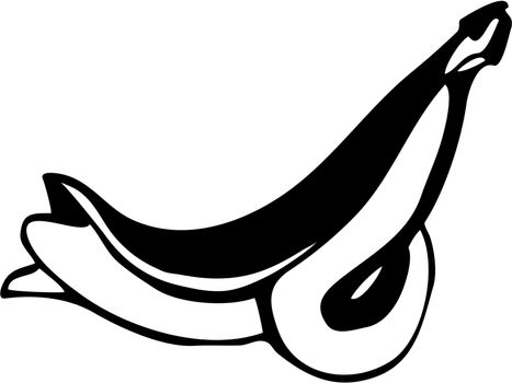 Black silhouette of bananas isolated on white. Vector illustration.