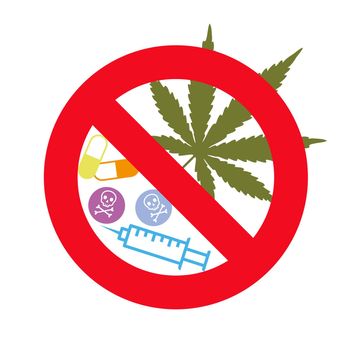 Stop drugs icon. An emblem against drugs.
