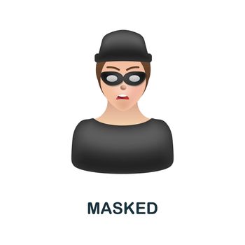 Masked icon Simple illustration from corruption collection. Monochrome Masked icon for web design, templates and infographics.