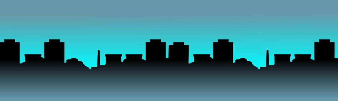 Silhouette of city with black color on white background. Vector illustration