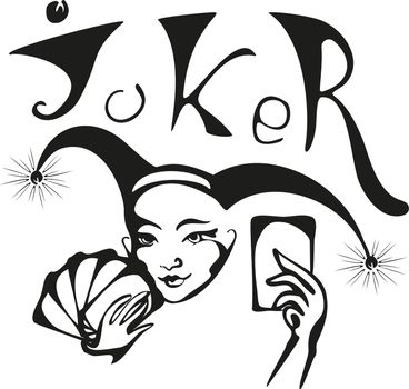 Joker head. Jester icon. Buffoon logo. Card game. Vector illustration