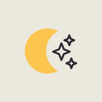 Moon and star vector icon. Meteorology sign. Graph symbol for travel, tourism and weather web site and apps design, logo, app, UI